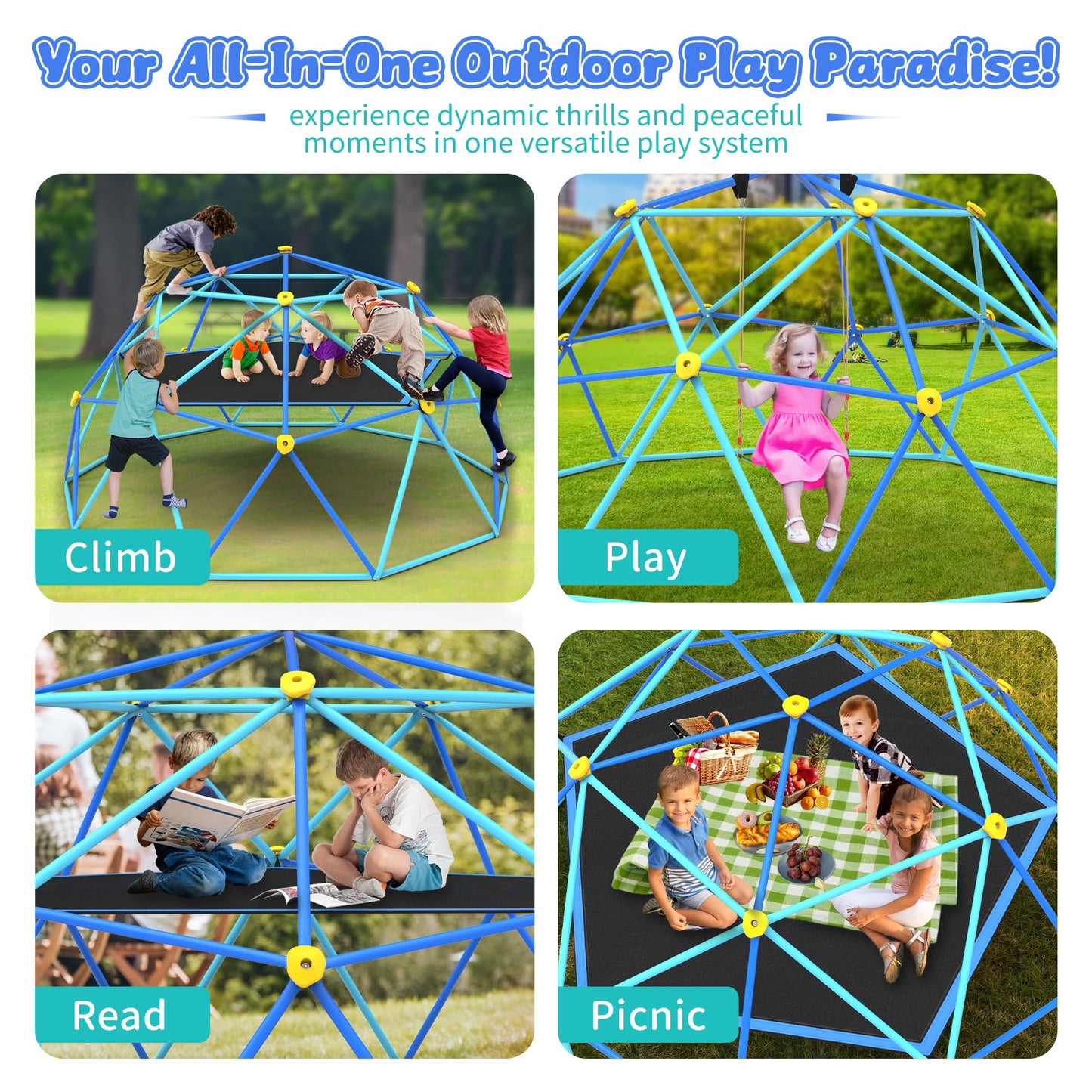 Gardenature 10FT Climbing Dome with Hammock and Swing