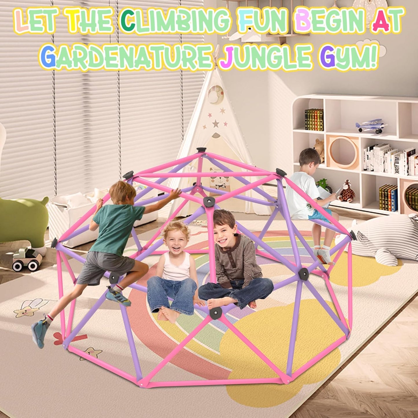 Gardenature 6FT Kids Climbing Dome (Pink & Purple)