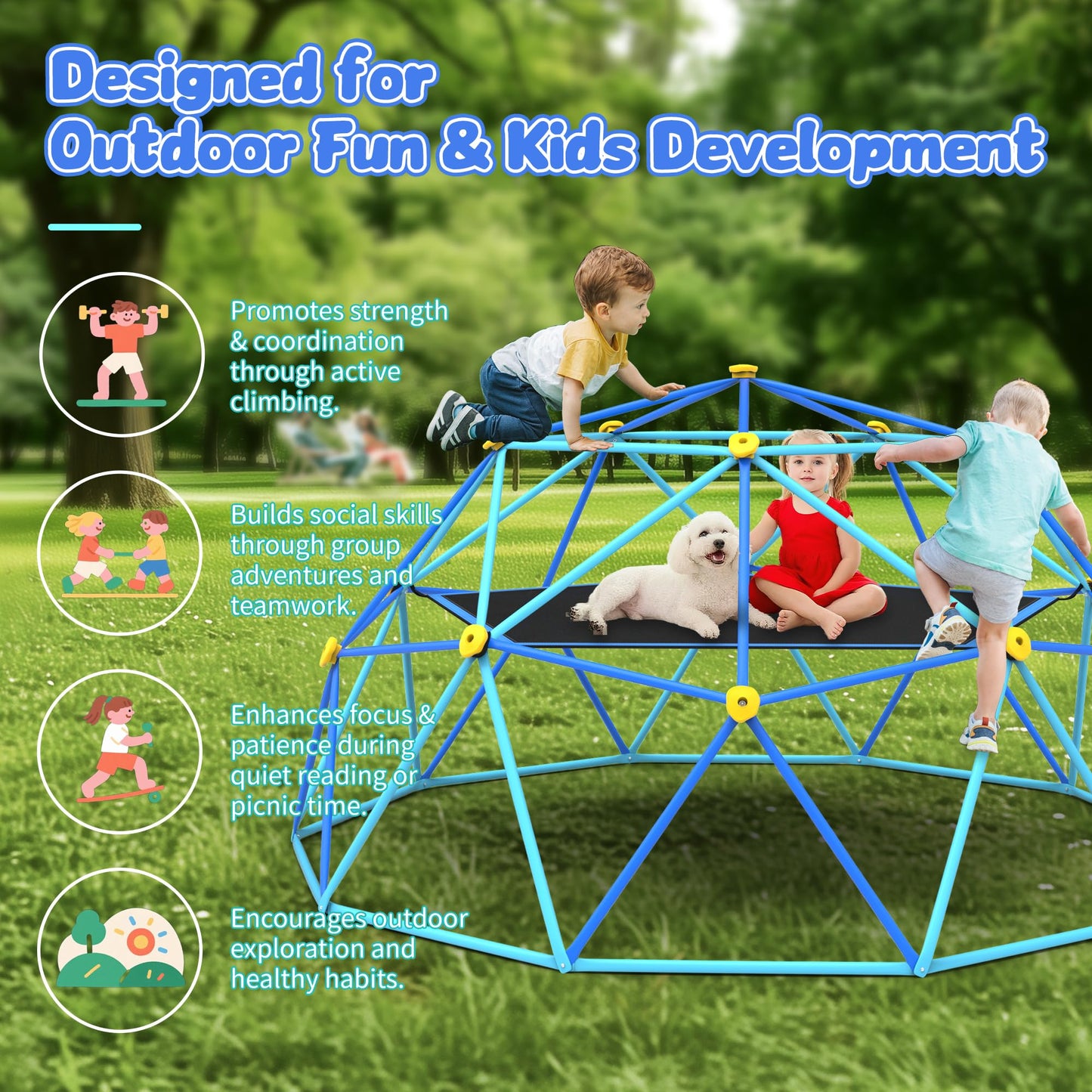 Gardenature 10FT Climbing Dome with Hammock and Swing