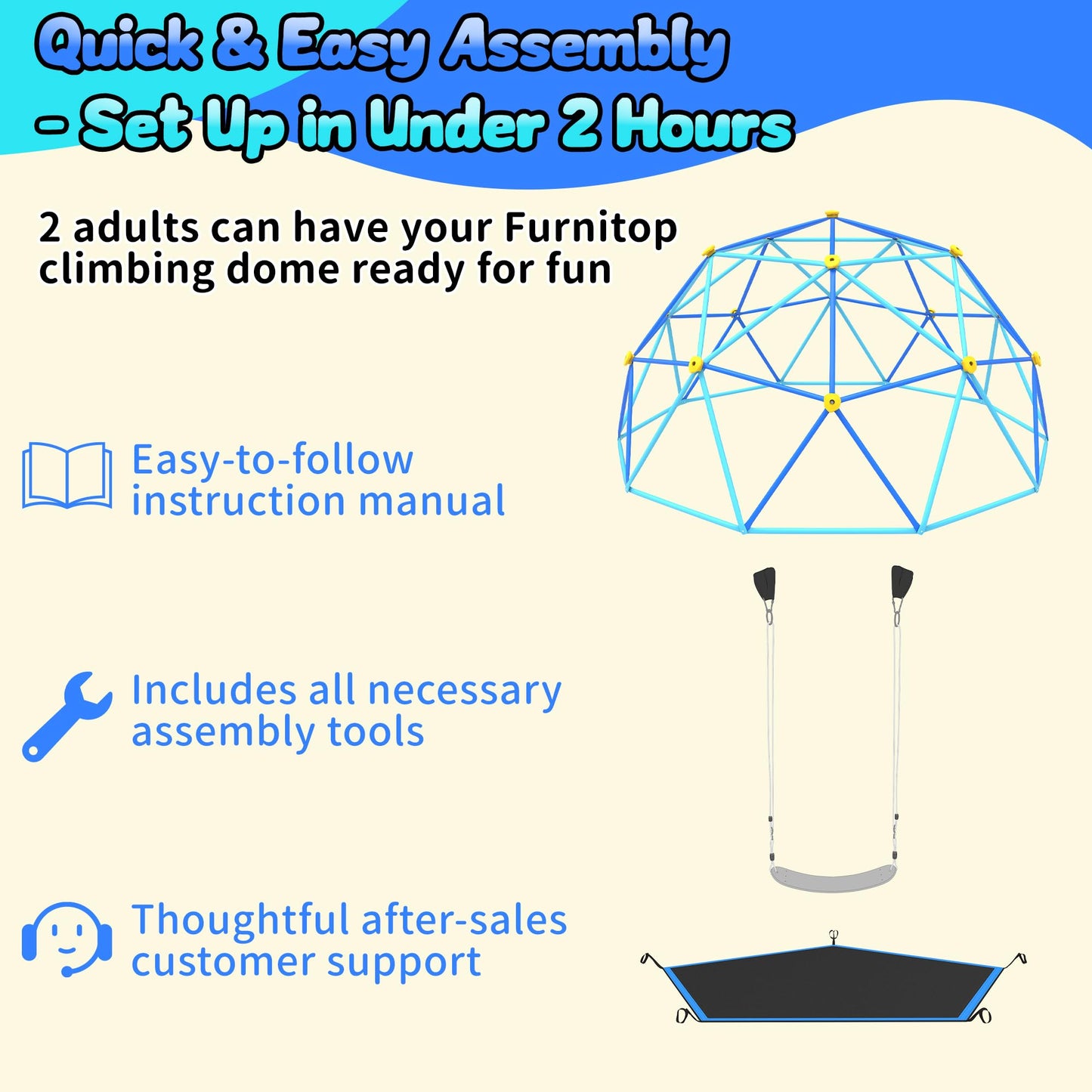 Gardenature 10FT Climbing Dome with Hammock and Swing