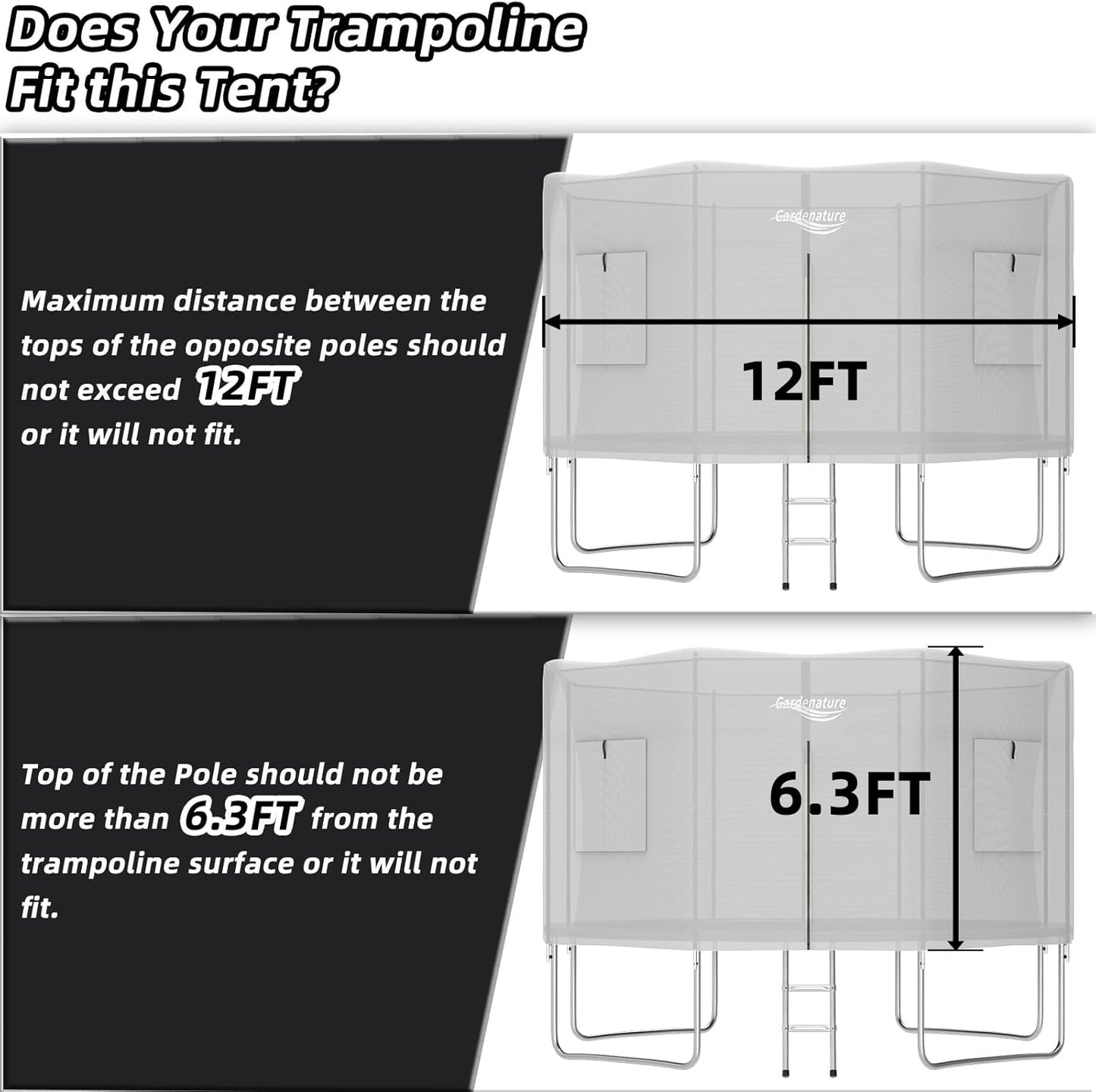 Gardenature 12FT 8 pole Trampoline Tent（Tent Only）
