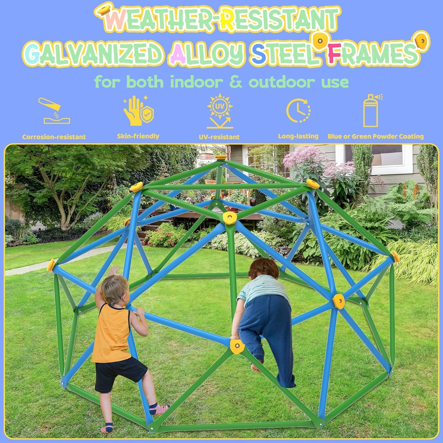 Gardenature 6FT Kids Climbing Dome (Blue & Green)