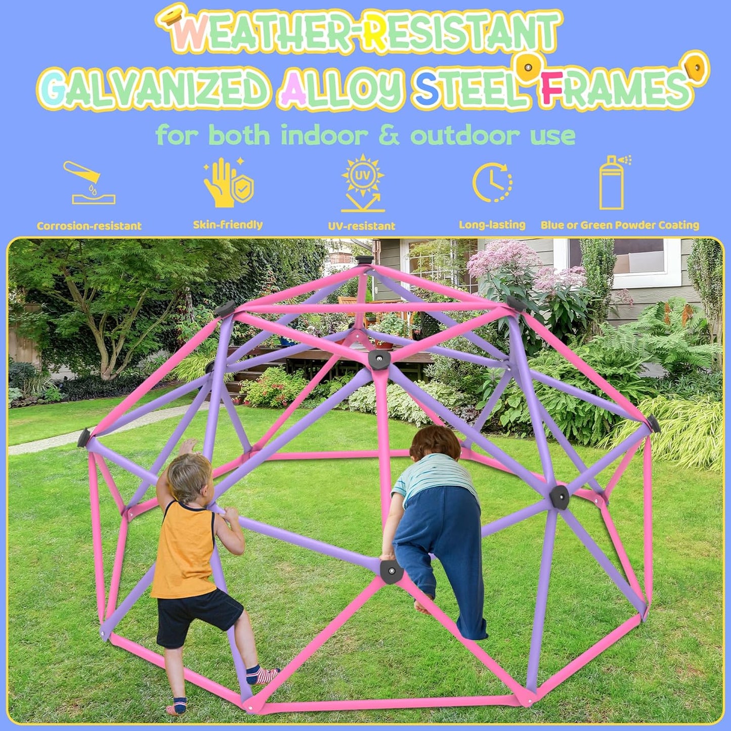 Gardenature 6FT Kids Climbing Dome (Pink & Purple)