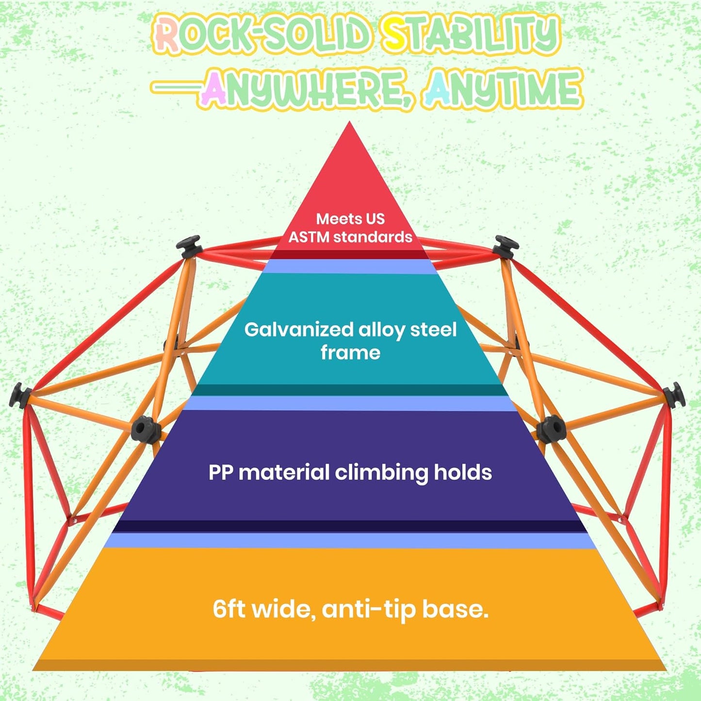 Gardenature 6FT Kids Climbing Dome (Red & Orange)