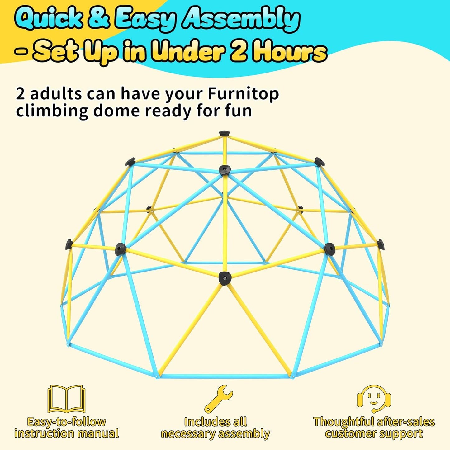 Gardenature 10FT Outdoor Kids Climbing Dome (LightBlue & Yellow)