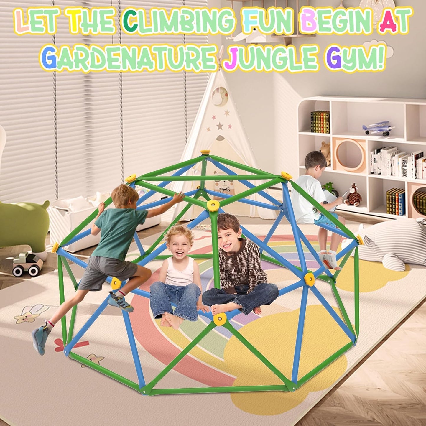 Gardenature 6FT Kids Climbing Dome (Blue & Green)